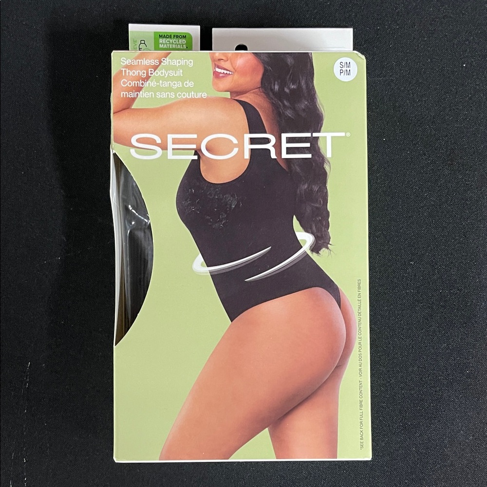 SECRET Black Seamless Shaping Thong Bodysuit S/M NWT